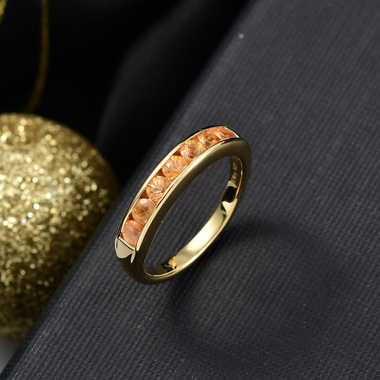 D'Joy AA Orange Saphir Ring 925 Silber 750 Gelb Vergoldet (Größe 21.00) ca. 1,05 ct
