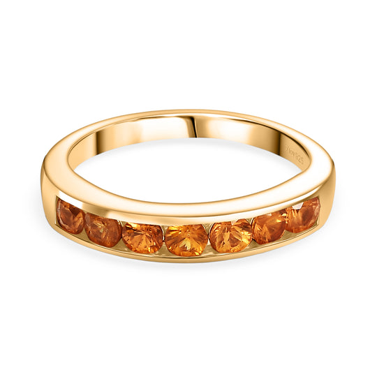D'Joy AA Orange Saphir Ring 925 Silber 750 Gelb Vergoldet (Größe 21.00) ca. 1,05 ct