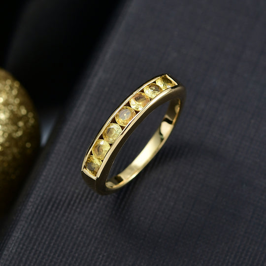 D'Joy AA Gelber Saphir Ring 925 Silber 750 Gelb Vergoldet (Größe 17.00) ca. 0,98 ct