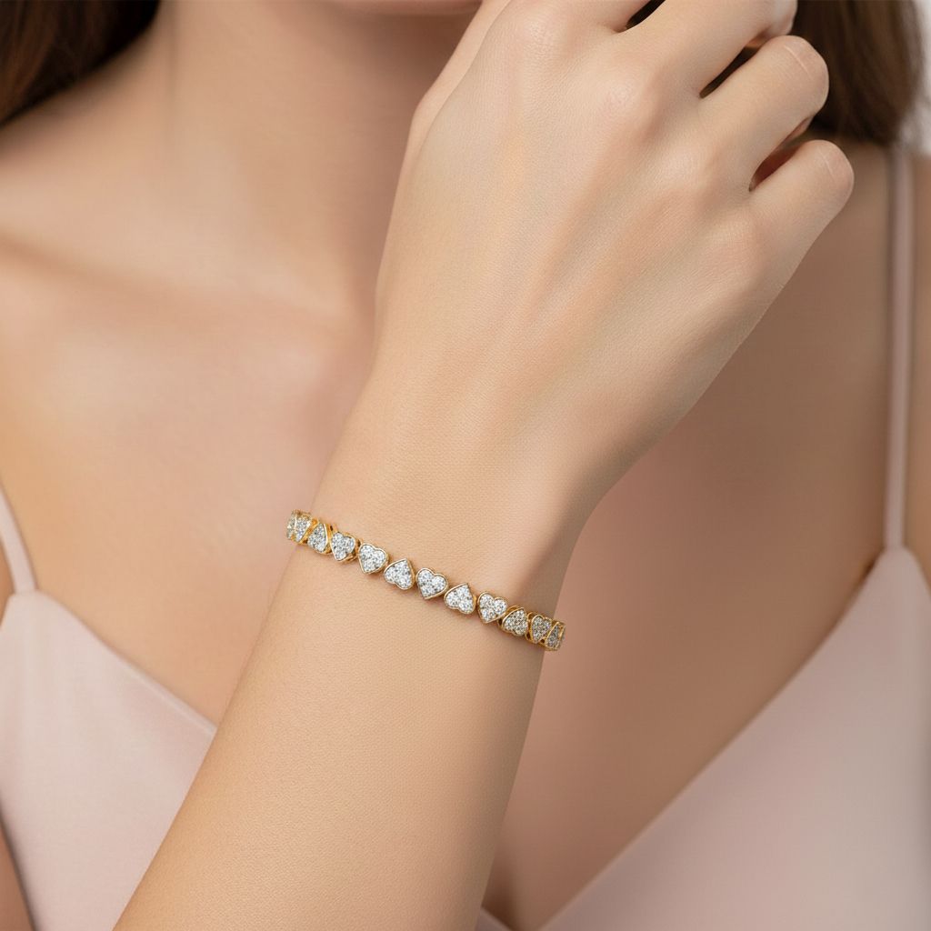 LUXURIANT DIAMOND - Lab Grown Diamant SI-GH SGL zertifiziert Armband ca. 19 cm 925 Silber 750 Gelbgold Vermeil ca. 3,00 ct.