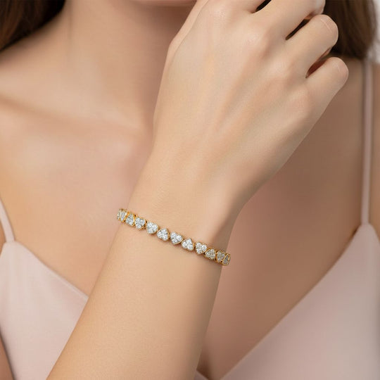 LUXURIANT DIAMOND - Lab Grown Diamant SI-GH SGL zertifiziert Armband ca. 19 cm 925 Silber 750 Gelbgold Vermeil ca. 3,00 ct.