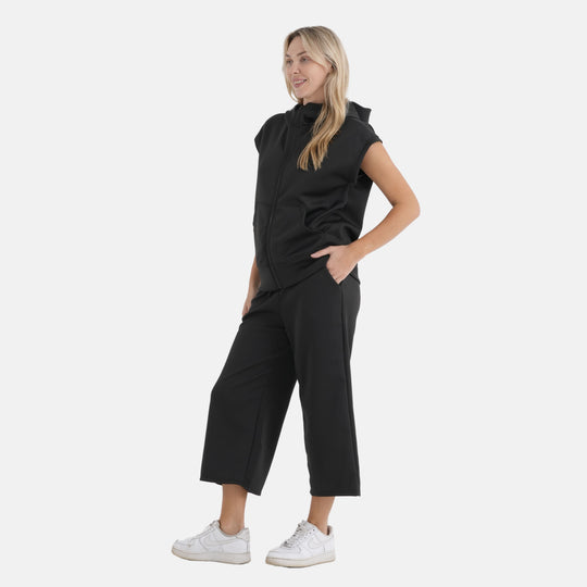 LA MAREY 2er Set Strickanzug Oberteil und Hose S/M schwarz