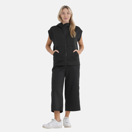 LA MAREY 2er Set Strickanzug Oberteil und Hose S/M schwarz