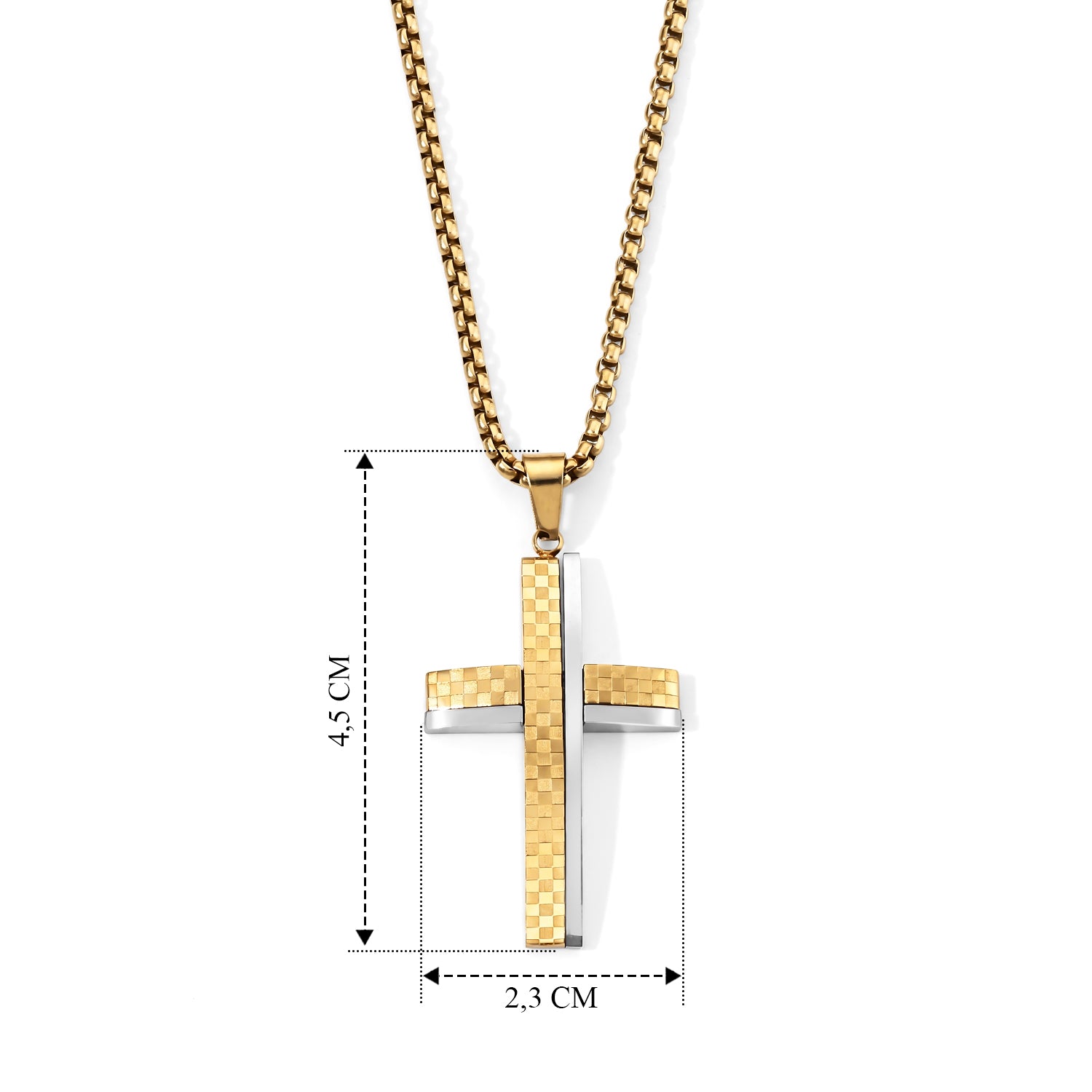 Kreuz Halskette, 316L Edelstahl IP-Gelbbeschichtung ca. 59.5 cm ca. 21,00g