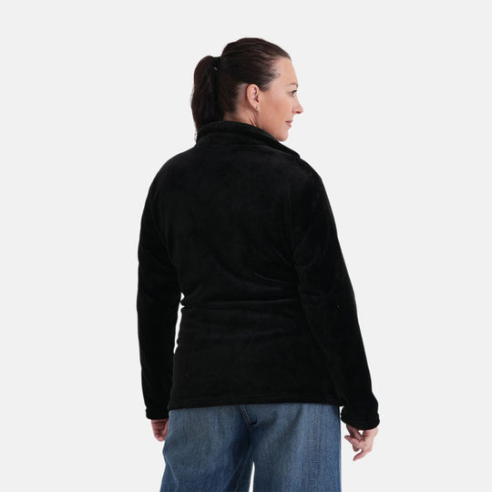 LA MAREY - Velvet Jacke aus Samt mit Reißverschluss, Größe L/XL, Schwarz