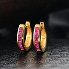 D'Joy AA Burmesischer Rubin Ohrringe 925 Silber 750 Gelb Vergoldet ca. 0,88 ct.