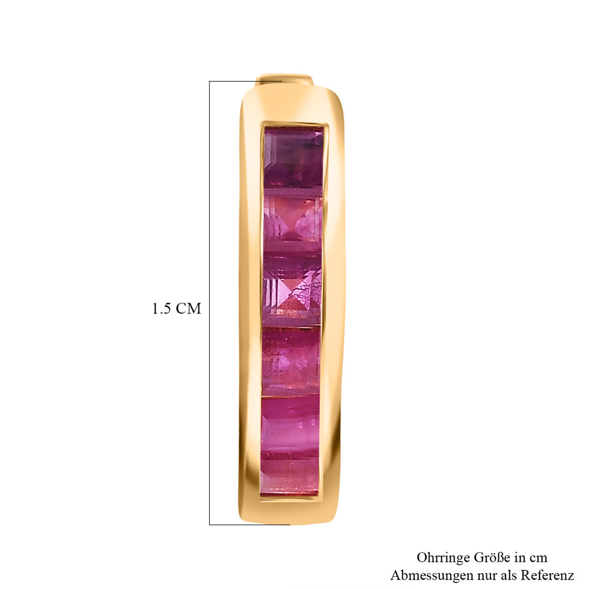 D'Joy AA Burmesischer Rubin Ohrringe 925 Silber 750 Gelb Vergoldet ca. 0,88 ct.