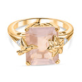 GP - Rosenquarz, Weißer Zirkon Ring 925 Silber 750 Gelbgold Vermeil (Größe 17.00) ca. 5,86 ct