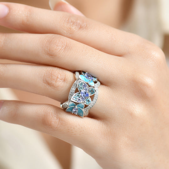 GP Trionfo Kollektion - Tansanit, Blauer Apatit Ring 925 Silber rhodiniert (Größe 18.00) ca. 1.61 ct