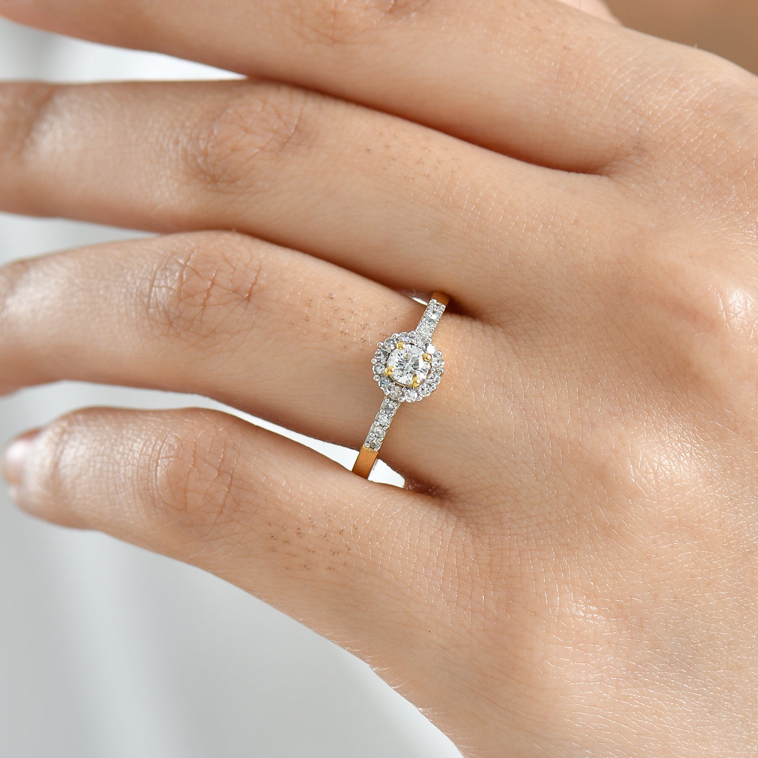 LUXURIANT DIAMOND - Lab Grown Diamant SI-GH Ring 925 Silber 750 Gelbgold Vermeil (10 - 15 Werktage Lieferzeit)  (Größe 18.00) ca. 0.50 ct