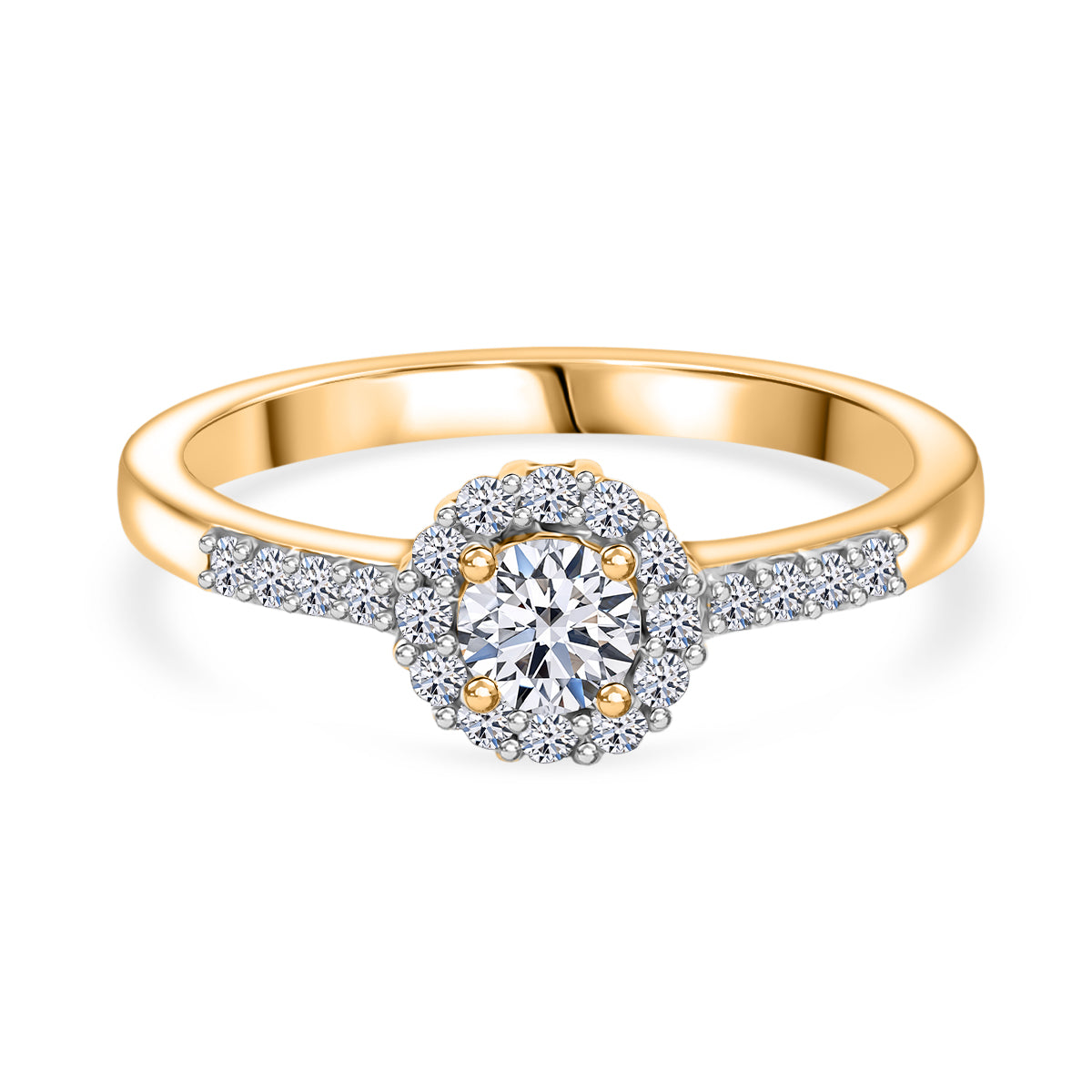 LUXURIANT DIAMOND - Lab Grown Diamant SI-GH Ring 925 Silber 750 Gelbgold Vermeil (10 - 15 Werktage Lieferzeit)  (Größe 18.00) ca. 0.50 ct