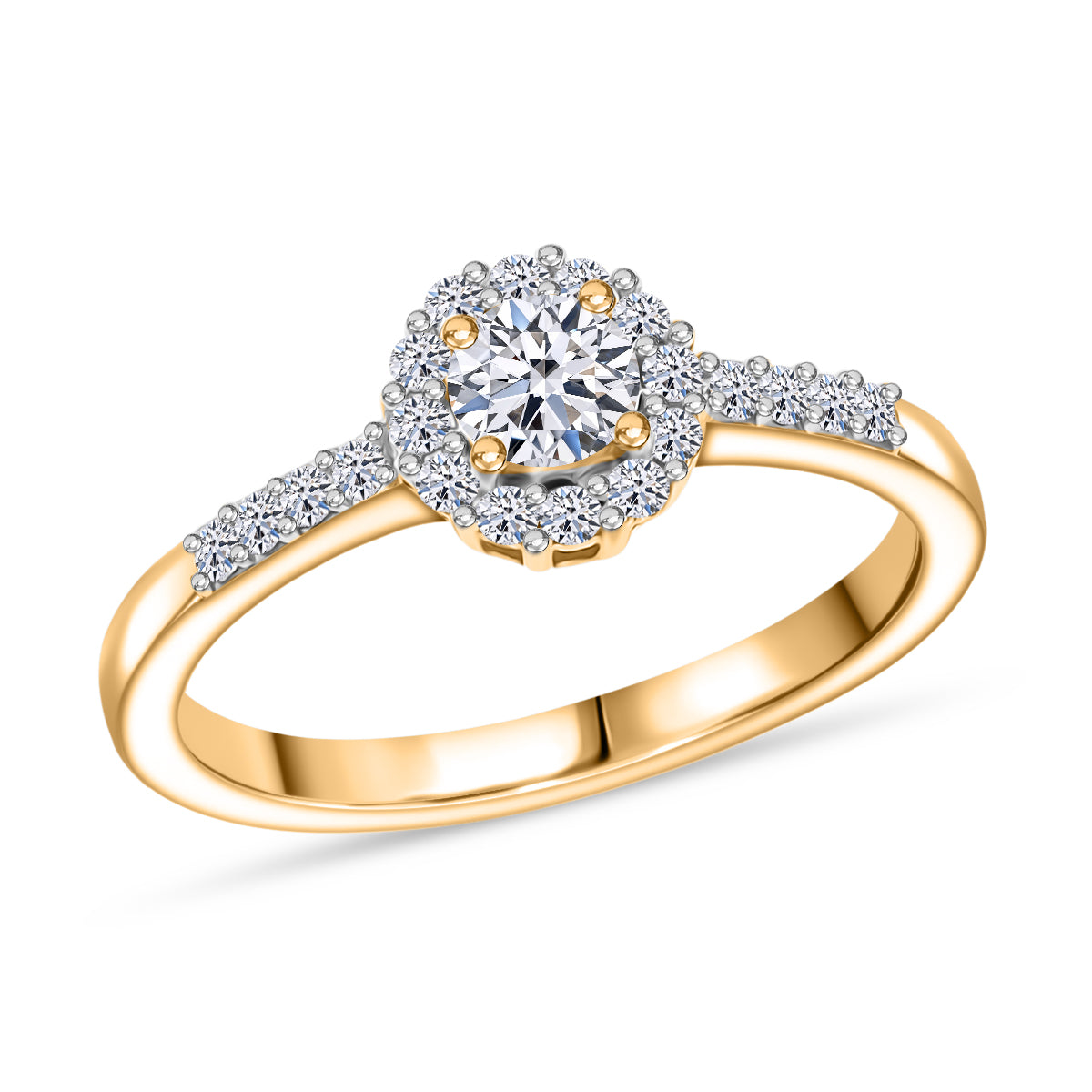 LUXURIANT DIAMOND - Lab Grown Diamant SI-GH Ring 925 Silber 750 Gelbgold Vermeil (10 - 15 Werktage Lieferzeit)  (Größe 18.00) ca. 0.50 ct