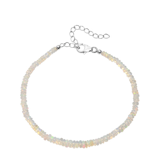 Natürlicher, äthiopischer Welo Opal Armband ca. 19 cm + 5 cm Extender, 925 Silber rhodiniert ca. 13,00 ct.