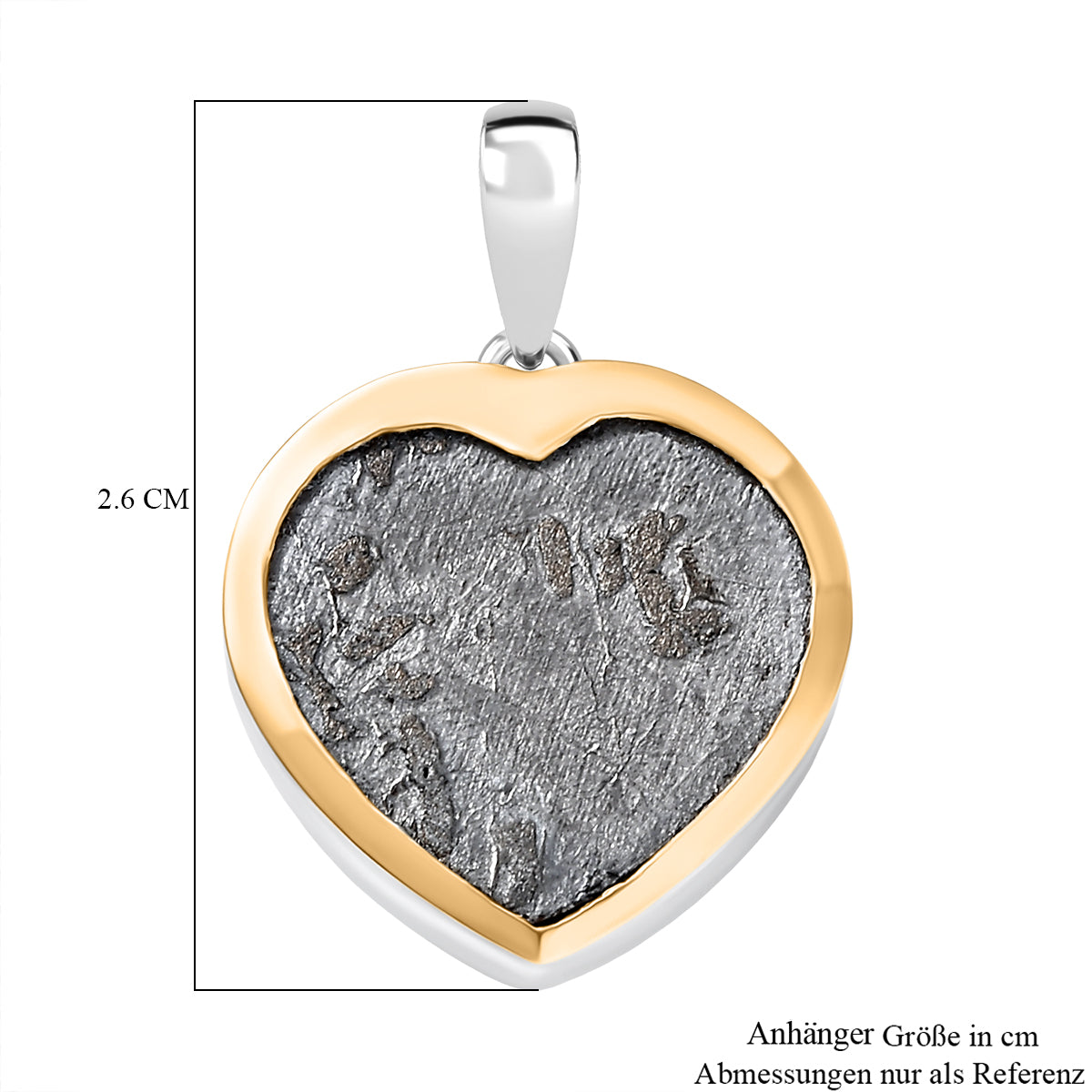 D'Joy Muonionalusta Meteorit Anhänger 925 Silber Rhodiniert und 750 Gelbgold Vermeil ca. 19.50 ct