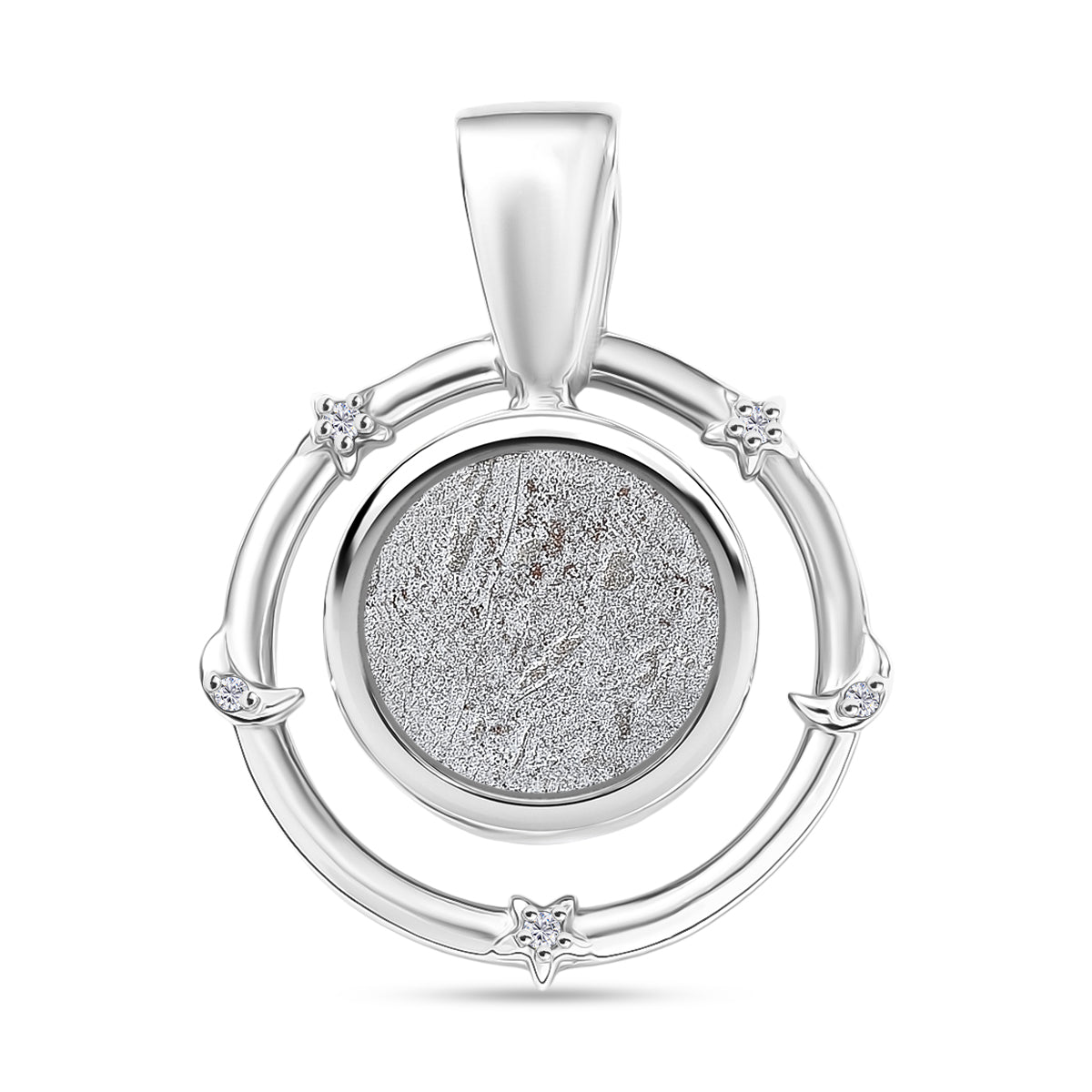 D'Joy Muonionalusta Meteorit, Weißer Zirkon Anhänger 925 Silber rhodiniert ca. 13.34 ct