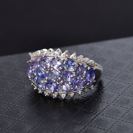 D'Joy Tansanit Ring 925 Silber rhodiniert (Größe 21.00) ca. 2,90 ct