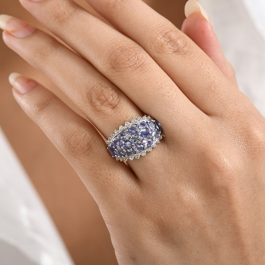 D'Joy Tansanit Ring 925 Silber rhodiniert (Größe 21.00) ca. 2,90 ct