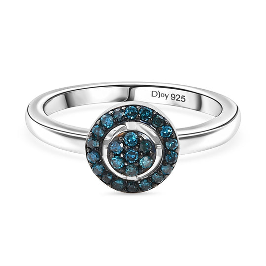 CULLINAN-MINE - Blauer Diamant Ring 925 Silber rhodiniert (Größe 19.00) ca. 0.20 ct