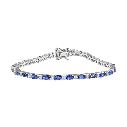 D'Joy Tansanit, Moissanit Armband ca. 20 cm 925 Silber rhodiniert ca. 7,32 ct.