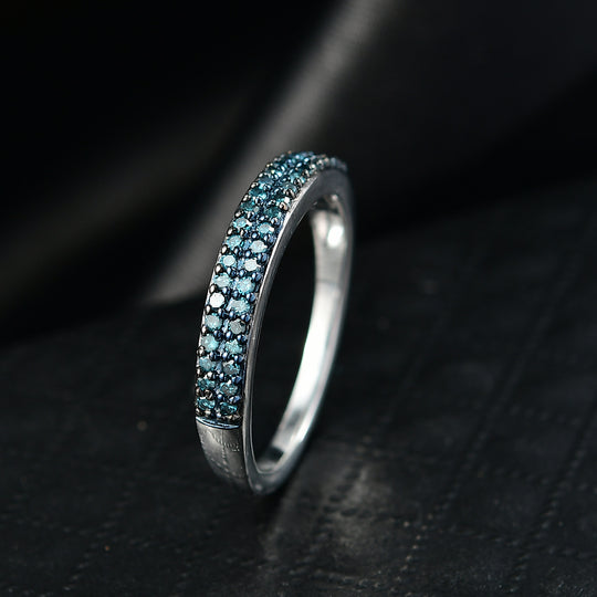 CULLINAN-MINE - Blauer Diamant Ring 925 Silber rhodiniert (Größe 20.00) ca. 0.25 ct