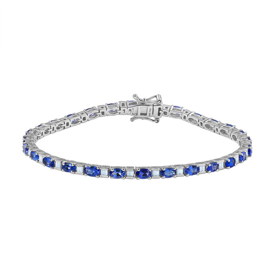 D'Joy Tansanit, Moissanit Armband ca. 20 cm 925 Silber rhodiniert ca. 7,32 ct.