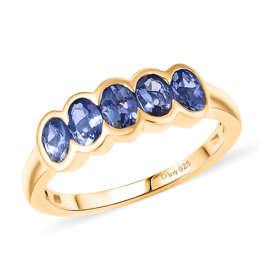 D'Joy Tansanit Ring 925 Silber 750 Gelbgold Vermeil (Größe 17.00) ca. 1,20 ct