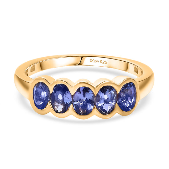 D'Joy Tansanit Ring 925 Silber 750 Gelbgold Vermeil (Größe 17.00) ca. 1,20 ct