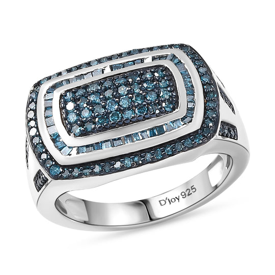 CULLINAN MINE - Blauer Diamant Ring 925 Silber rhodiniert (Größe 18.00) ca. 1.00 ct