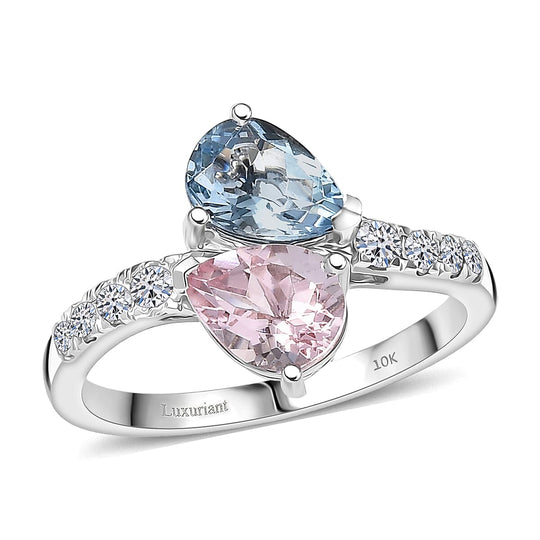 Luxuriant - AAA Aquamarin, Rosa Morganit AGI zertifiziert Ring 417 Gold (Größe 17.00) ca. 3.03 ct