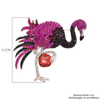 Flamingo Mehrfarbiger Kristall Brosche Rose