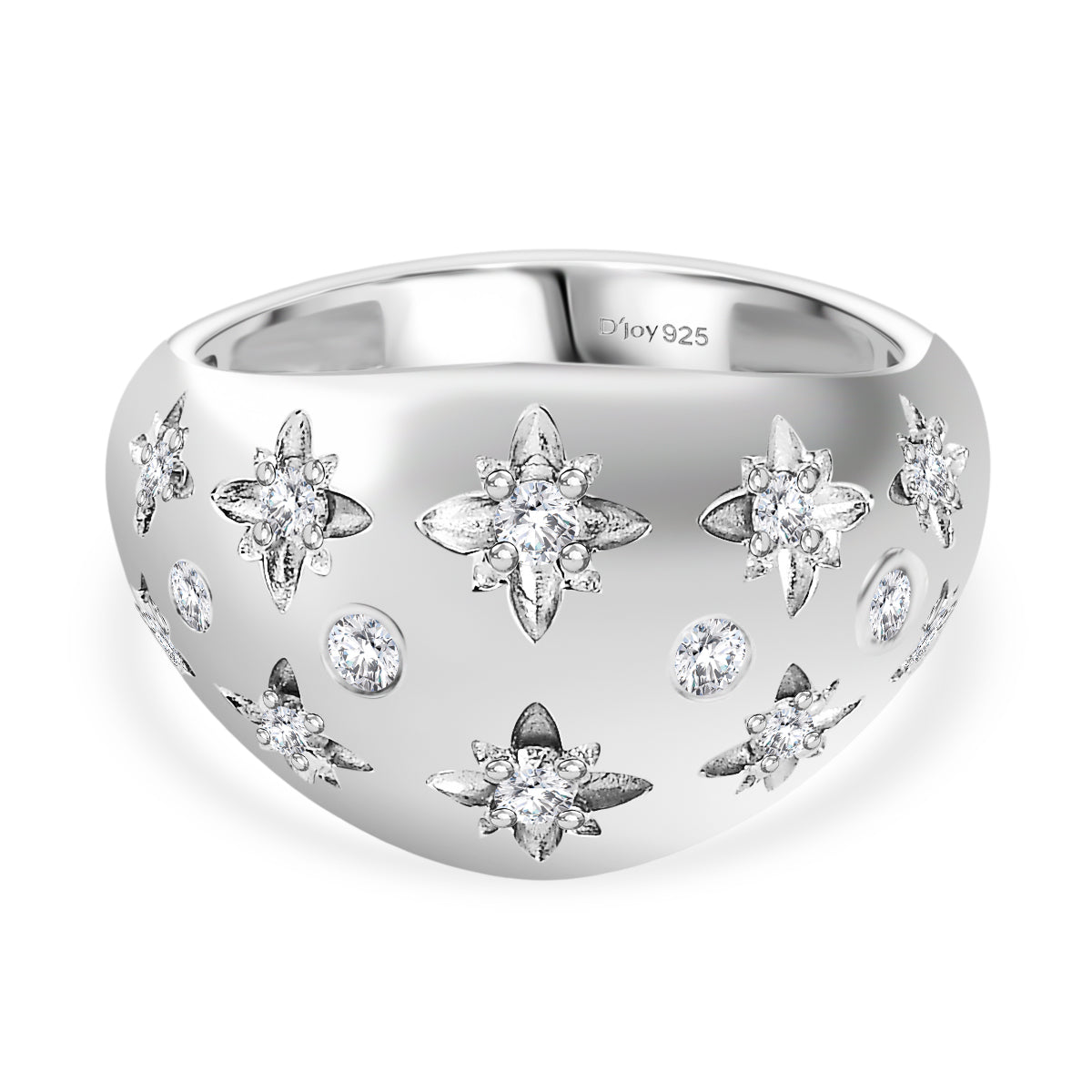 D'Joy Moissanit Ring 925 Silber platiniert (Größe 19.00) ca. 0,32 ct