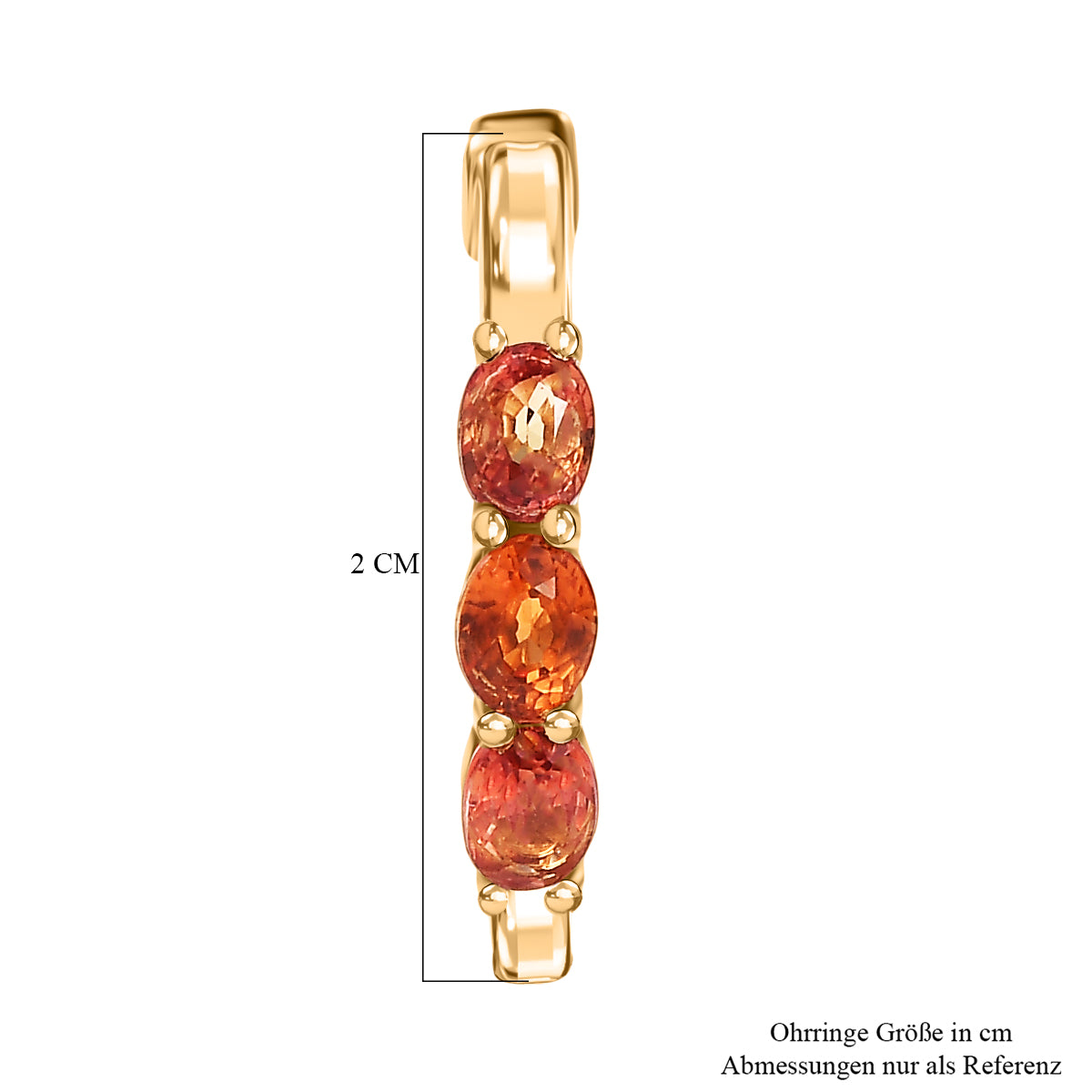 D'Joy AA Orange Saphir Ohrringe 925 Silber 750 Gelb Vergoldet ca. 1.51 ct