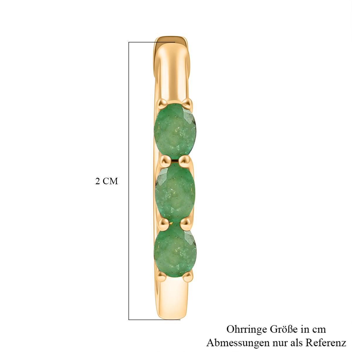 D'Joy AA Smaragd Ohrringe 925 Silber 750 Gelb Vergoldet ca. 0.98 ct