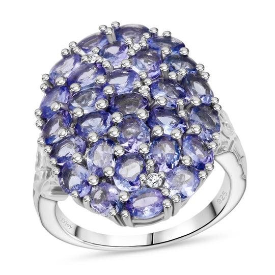 D'Joy Tansanit, Weißer Zirkon Ring 925 Silber rhodiniert (Größe 19.00) ca. 4,70 ct