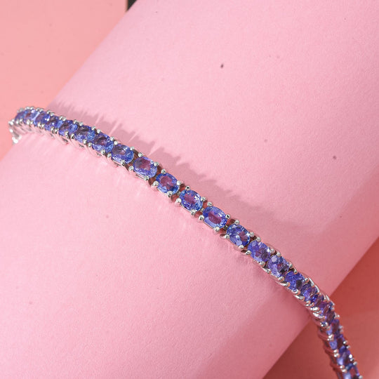 D'Joy Tansanit Armband ca. 20 cm 925 Silber rhodiniert ca. 8,66 ct.