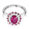 D'Joy Ilakaka Rosa Saphir (Fissure gefüllt), Weißer Zirkon Ring 925 Silber rhodiniert (Größe 17.00) ca. 2,85 ct