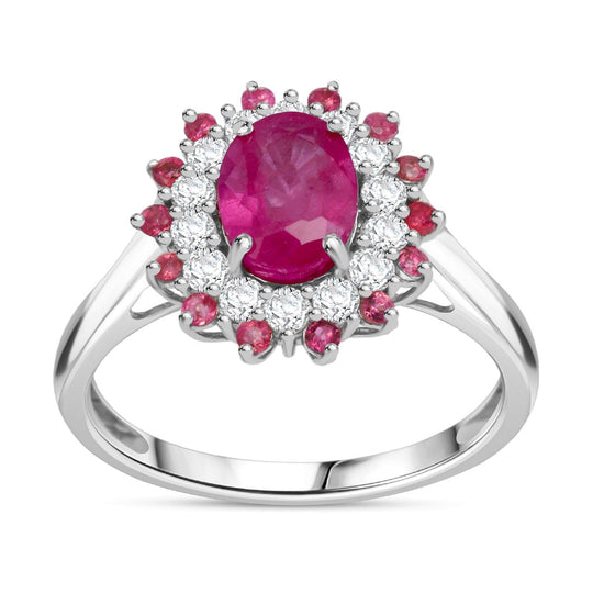 D'Joy Ilakaka Rosa Saphir (Fissure gefüllt), Weißer Zirkon Ring 925 Silber rhodiniert (Größe 20.00) ca. 2,85 ct