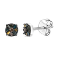 D'Joy Natürlicher Champagner Diamant, Blauer Diamant Ohrringe 925 Silber rhodiniert ca. 0.15 ct