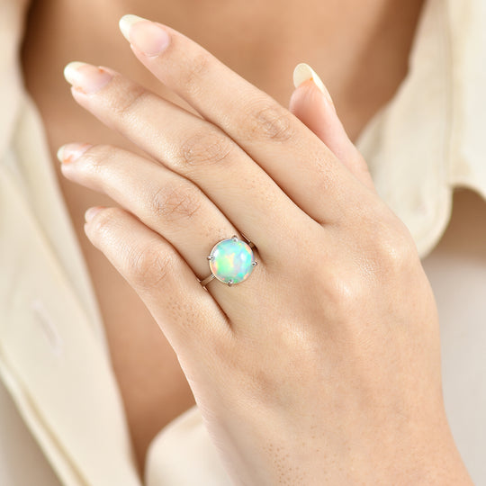RHAPSODY AAAA natürlicher, äthiopischer Welo Opal Ring in 950 Platin - 5 ct.