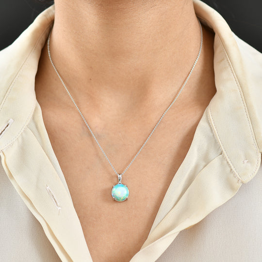 Rhapsody AAAA Natürlicher, äthiopischer Welo Opal Anhänger 950 Platin ca. 5,00 ct.