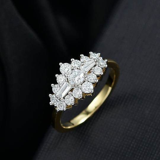 LUXURIANT DIAMOND - Lab Grown Diamant SI-GH SGL zertifiziert Ring 925 Silber 750 Gelbgold Vermeil (Größe 20.00) ca. 1.00 ct