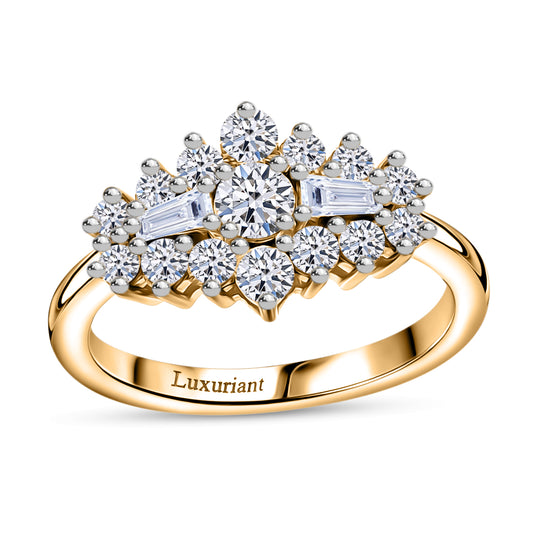LUXURIANT DIAMOND - Lab Grown Diamant SI-GH SGL zertifiziert Ring 925 Silber 750 Gelbgold Vermeil (Größe 20.00) ca. 1.00 ct