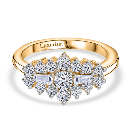 LUXURIANT DIAMOND - Lab Grown Diamant SI-GH SGL zertifiziert Ring 925 Silber 750 Gelbgold Vermeil (Größe 20.00) ca. 1.00 ct