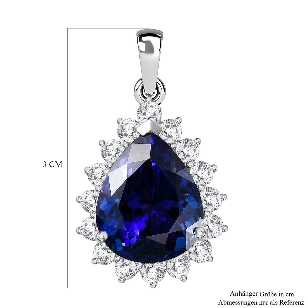Rhapsody AAAA Tansanit, Weißer Diamant Anhänger 950 Platin ca. 10.91 ct