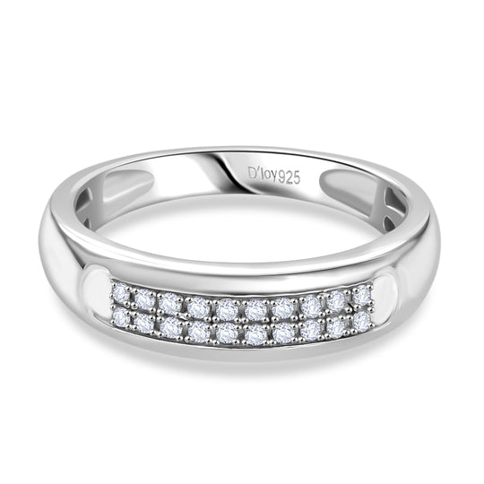 D'Joy Weißer Diamant Ring 925 Silber rhodiniert (Größe 18.00)