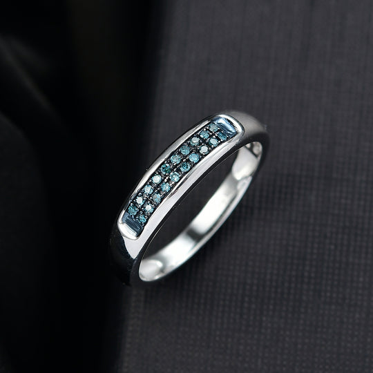 D'Joy Blauer Diamant Ring 925 Silber rhodiniert (Größe 21.00)