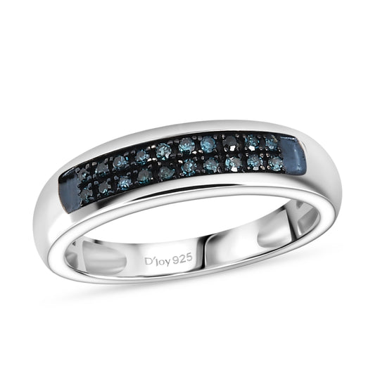D'Joy Blauer Diamant Ring 925 Silber rhodiniert (Größe 21.00)