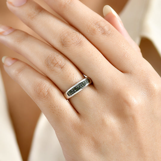 D'Joy Grüner Diamant Ring 925 Silber rhodiniert (Größe 16.00)