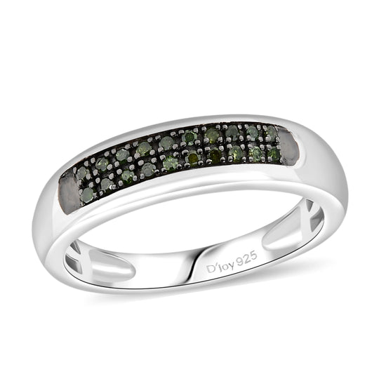 D'Joy Grüner Diamant Ring 925 Silber rhodiniert (Größe 16.00)