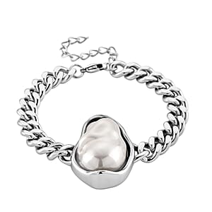Pfirsich Muschelperle Armband ca. 19 cm 316L Edelstahl Ion Rosé Beschichtung